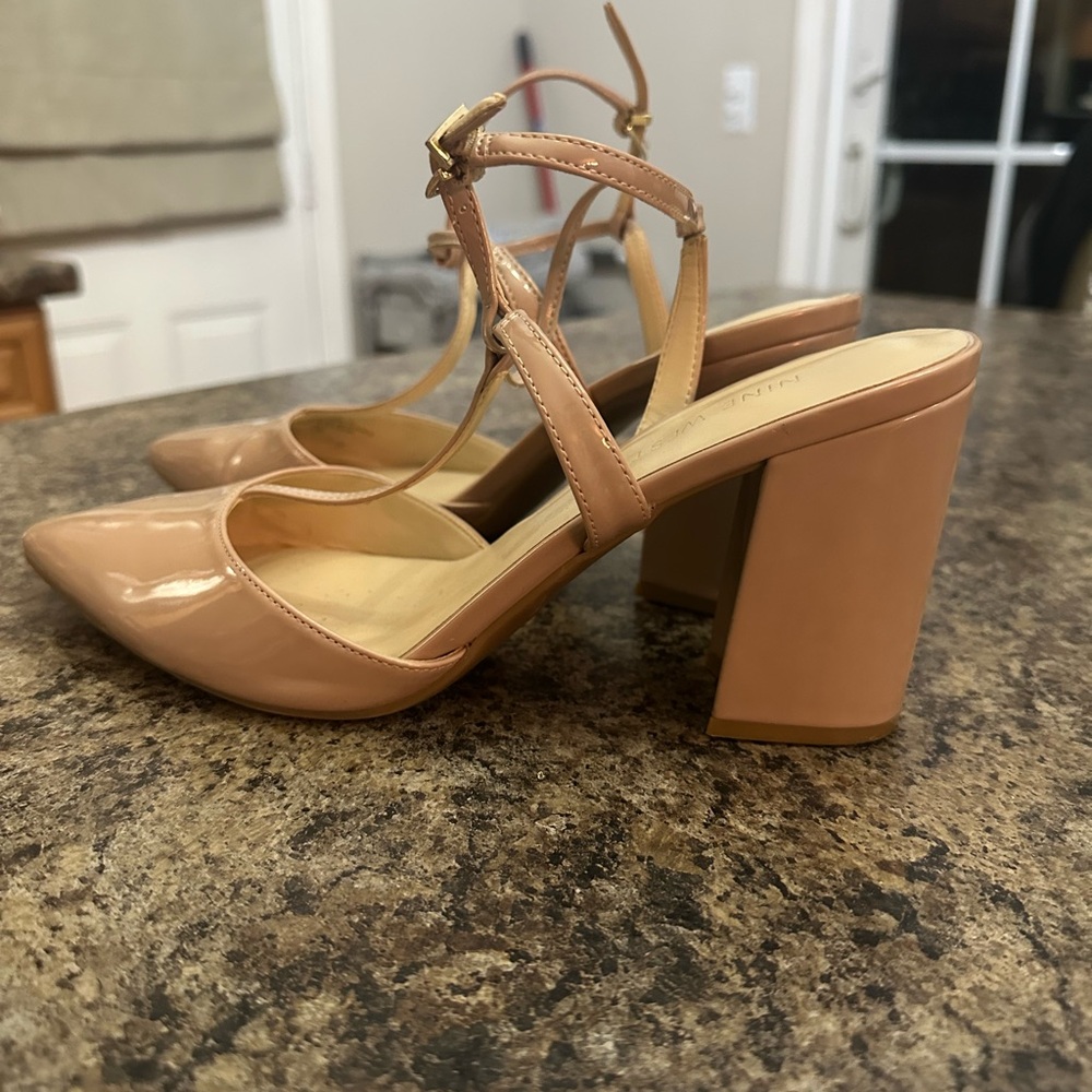 Nine West Nude T-Strap Heels